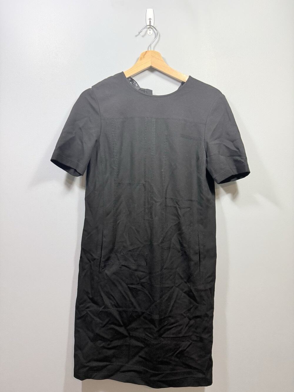 Lafayette 148 New York Black Sheath Workwear Dress with Pockets size S